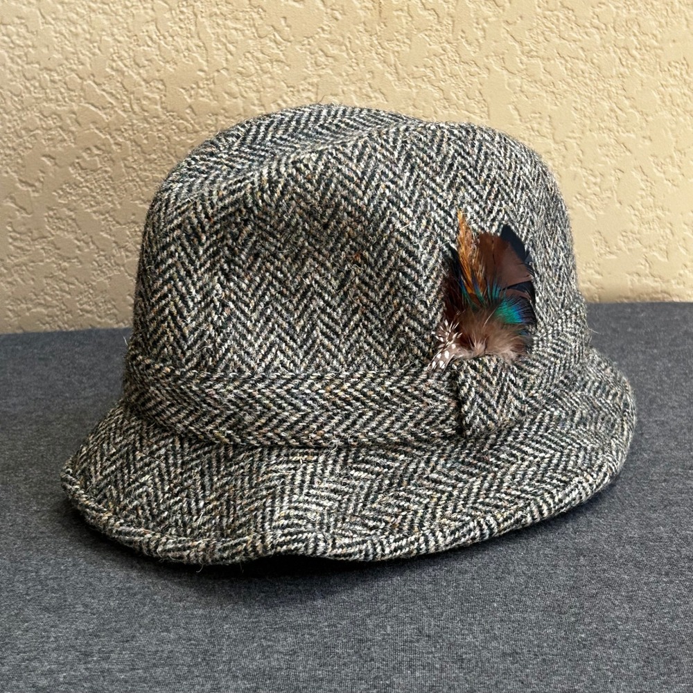Vintage Harris Tweed Knaplander Reekie's Fedora Hat XL Wool Made Britain